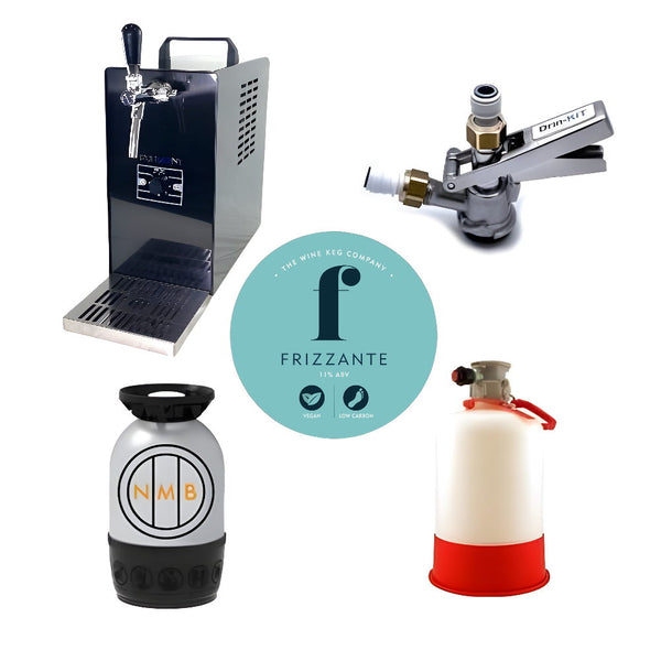 PortaPint 25C Starter kit (Frizzante) - Includes coupler, wine keg and cleaning bottle - National Mobile Bars